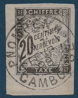 France Colonies Générales TAXE N°8 20c Noir CDFeuille Oblitéré 1898 De PNOMPENH Au Cambodge Superbe - Impuestos