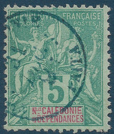 France Colonies Nelle Caledonie N°44 5c Vert Oblitéré Du Dateur 1894 Bleu De PAITA (1100 Ames En 1895) RR - Usati