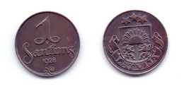 Latvia 1 Santims 1928 (w/o Mint Name Below Ribbon) - Latvia