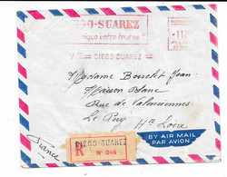 Sur Lettre Recommandée Par Avion DIEGO-SUAREZ 1955 (tampon Postal 1955 Au Dos) - Storia Postale