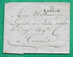 MARQUE 32 LANGON GIRONDE POUR TONNEINS LOT ET GARONNE PERIODE REVOLUTIONNAIRE 24x8.5 1804 LETTRE COVER FRANCE - 1801-1848: Precursores XIX