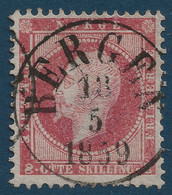 Norvege Oscar I 1856 N°5 8 Skilling Rouge Oblitéré Dateur De BERGEN TTB - Gebruikt