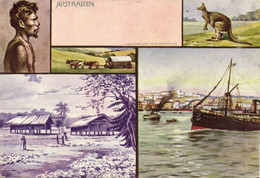 Australia, Aboriginal, Native Houses, Harbour, Kangaroo (1900s) Postcard - Aborigènes