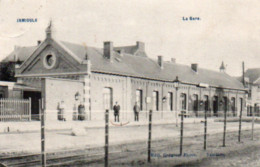 Jamioulx  La Gare Animée Voyagé En 1907 - Ham-sur-Heure-Nalinnes