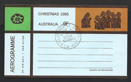 Australia 1966 10c Christmas Aerogramme FU Clarence Street FDI Cds - Aérogrammes