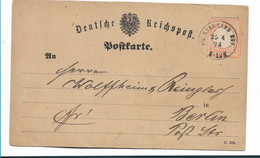 Brs375 / DEUTSCHES REICH - Mi.Nr. 14, Pr. Stargard 1874 Nach Berlin. Saubere Prägung  Und Stempel - Storia Postale