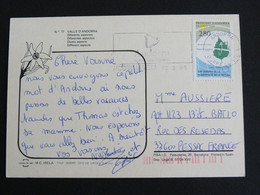 LETTRE ANDORRE ANDORRA AVEC YT 454 CONSERVATION DE LA NATURE - LES ESCALDES ARINSAL LAC ENGOLASTERS PONT SANT ANTONI - Storia Postale