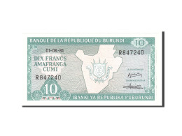 Billet, Burundi, 10 Francs, 1981, 1981-06-01, KM:33a, NEUF - Burundi