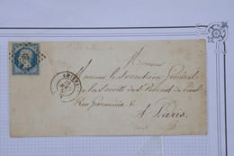 AW18 FRANCE  BELLE LETTRE  1858  AMIENS   POUR  PARIS + N°10 +AFFRANC..INTERESSANT - 1852 Louis-Napoléon