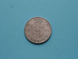 1991 - 50 Cedis - KM 31 ( Uncleaned Coin - For Grade, Please See Photo ) ! - Ghana