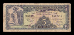 El Salvador 5 Colones 1957 Pick 92b BC F - El Salvador