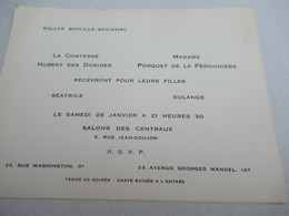 Invitation/ Rallye BOISVILLE-SAVIGNAC/Comtesse Des Dorides-Mme De La Feronniére/Salon Des Centraux /1966           INV21 - Sonstige & Ohne Zuordnung