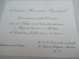 Invitation/ La Vicomtesse Bernard De ROQUEFEUILLE/Salons De La Chambre Littéraire/MORLAIX /1967           INV24 - Altri & Non Classificati