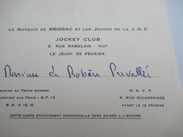 Invitation/ Le Marquis De BRISSAC Et Les Jeunes De La J.N.F./JOCKEY CLUB/Paris /Vers1966    INV22 - Sonstige & Ohne Zuordnung