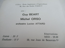 Invitation/ Ecole Supérieure D'Agriculture/Gala Annuel/Pavillon D'Armenonville/Guy Béart-Michel Orso /1967    INV25 - Other