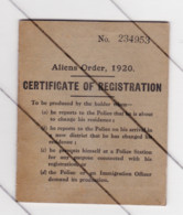 Immigration - Certificat D'enregistrement D'une étudiante Habitant THULIN ( Mons ) Vers Londres En 1925  - Famille AMAND - Documentos Históricos