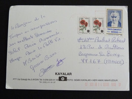 LETTRE TURQUIE TURKEY TURKIYE AVEC YT 2699 ET 2645 ATATURK COQUELICOT FLORE FLEUR FLOWER BLUME - MULTIVUES - Covers & Documents