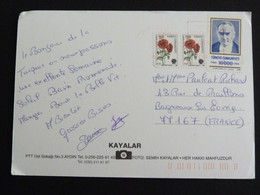 LETTRE TURQUIE TURKEY TURKIYE AVEC YT 2699 ET 2645 ATATURK COQUELICOT FLORE FLEUR FLOWER BLUME - MULTIVUES - Briefe U. Dokumente