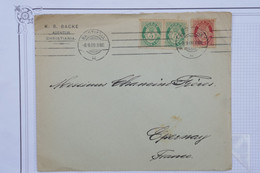 AW19 NORGE  BELLE  LETTRE   1909  KRISTIANA     POUR EPERNAY CHAMPAGNE  FRANCE  ++PAIRE DE T.P ++AFFRANC. INTERESSANT - Storia Postale