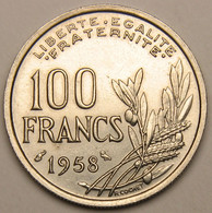 TRES RARE 100 Francs Cochet, 1958, Différent Chouette, Cupro-nickel - IV° République - 100 Francs