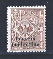 FF1 1918 TRENTINO ALTO ADIGE Cent. 1 Soprastampa "VENEZIA TRIDENTINA" - Sassone 19 MNH** - Trento