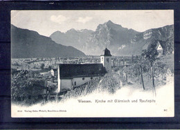 Suisse. Weesen. Kirche Mit Glärnisch Und Rautisplitz - Weesen