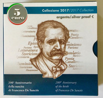 ITALIA - FRANCESCO DE SANCTIS, 200 Anni Dalla Morte- Moneta €5 D’arg. 925/1000 Gr.18 - Diam.32. Anno 2017. - Set Fior Di Conio