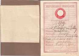MARQUE FISCALE  20 FRANCS SUR  PASSEPORT - 1937 - VIEUX PAPIERS - Lettres & Documents