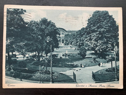 Torino Giardini E Stazione Porta Nuova 1935 Tassata In Francia - Parcs & Jardins