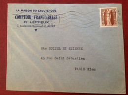 Caoutchouc Comptoir Franco-Belge Lepreux Alger Gare 1953 - Cartas & Documentos