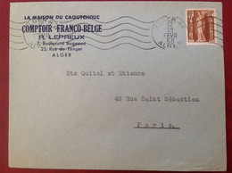 Caoutchouc Comptoir Franco-Belge Lepreux Alger RP 1953 - Covers & Documents