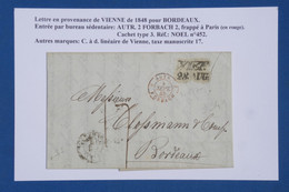 AW20 AUTRICHE  BELLE   LETTRE    1848 WIEN  POUR BORDEAUX  FRANCE  +AFFRANC. PLAISANT - ...-1850 Préphilatélie