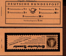 Markenheftchen Bund Postfr. MH 04 Y II Theodor Heuss MNH ** Neuf (10)  2 Randstreifen Rot Und Grau - 1951-1970