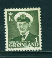 GREENLAND - 1950 Frederick IX 1o Mounted Mint - Unused Stamps