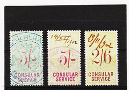 WSV459 G R O S S B R I T A N I E N 1902 FISCAL REVENNUE STAMP CONSULAR SERVICE 3 WERTE ZÄHNUNG Siehe ABBILDUNG - Other & Unclassified