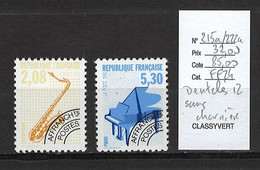 France - Yvert 215a Et 222a - DENTELES  12 - SANS CHARNIERE - 1989-2008