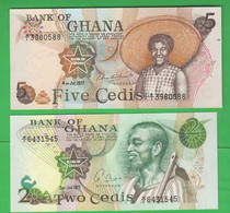 Ghana 2 + 5 Cedis 1977 Africa Afrika Afruque Bank Of Ghana - Ghana