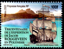 Polynésie Française 2022 -  Bateau Voilier Ancien, 300 Ans De L'expédition De Jacob Roggeveen - 1 Val Neuf // Mnh - Neufs