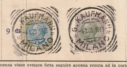 1923. Milano. Annullo Tondo Riquadrato "privato" Su Fattura Commerciale FILATI DI COTONE ... G. KAUFMANN - Italia