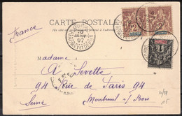Dahomey 1907 - Affranchissement Mixte à 5c Sur CPA - Fanfare De Portonovo De Ouidah Pour Montreuil - Brieven En Documenten
