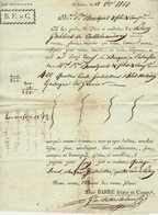 1810 LETTRE DE VOITURE ROULAGE TRANSPORT FLUVIAL PAR EAU PAR BARQUE    Barre Frères & Cie à Toulouse Pour Bousquet Agde - 1800 – 1899