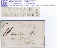 Ireland Donegal 1832 Cover To Dublin With RAPHOE/PENNY POST In Blue, Matching RAPHOE On Reverse. - Préphilatélie