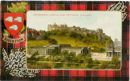 EDINBURGH CASTLE & NATIONAL GALLERY , "ROBERTSON"  Tartan, Clan,  Valentines Colourtone - Genealogy