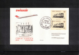 Turkey 1989 Swissair First Flight Izmir - Zurich Interesting Cover - Briefe U. Dokumente