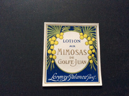 ETIQUETTE DE PARFUM  LOTION  Mimosas De Golf-Juan  LORENZY-PALANCA  Paris - Etiketten