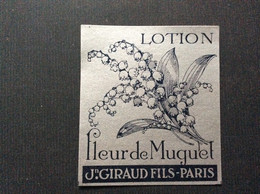ETIQUETTE DE PARFUM  LOTION  Fleur De Muguet  Jn. GIRAUD FILS  Paris - Etiquettes