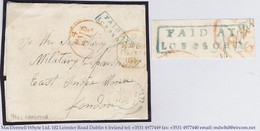 Ireland Longford Military 1846 Letter Aughanapagh To The EIC In London With Framed PAID AT/LONGFORD In Green - Prephilately