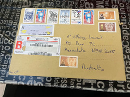 (1 G 59 Large) Registered Letter Posted FRANCE To Australia (during COVID-19 Crisis - 92 Stamp) 23 X 18 Cm - Covers & Documents