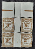 Monaco 1925 Taxe15  Millesime 1925  Bloc De 4 BdF  **TB Cote 22€ - Neufs