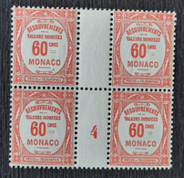 Monaco 1924 Taxe16  Millesime 1924  Bloc De 4   **TB Cote 22€ - Neufs